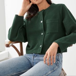 & Other Stories Cropped Button Up Cardigan, Dark Green